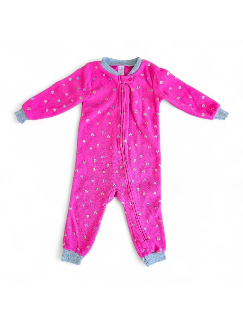 George Toddler Fleece Footless Sleeper Pink Hearts Size 2T